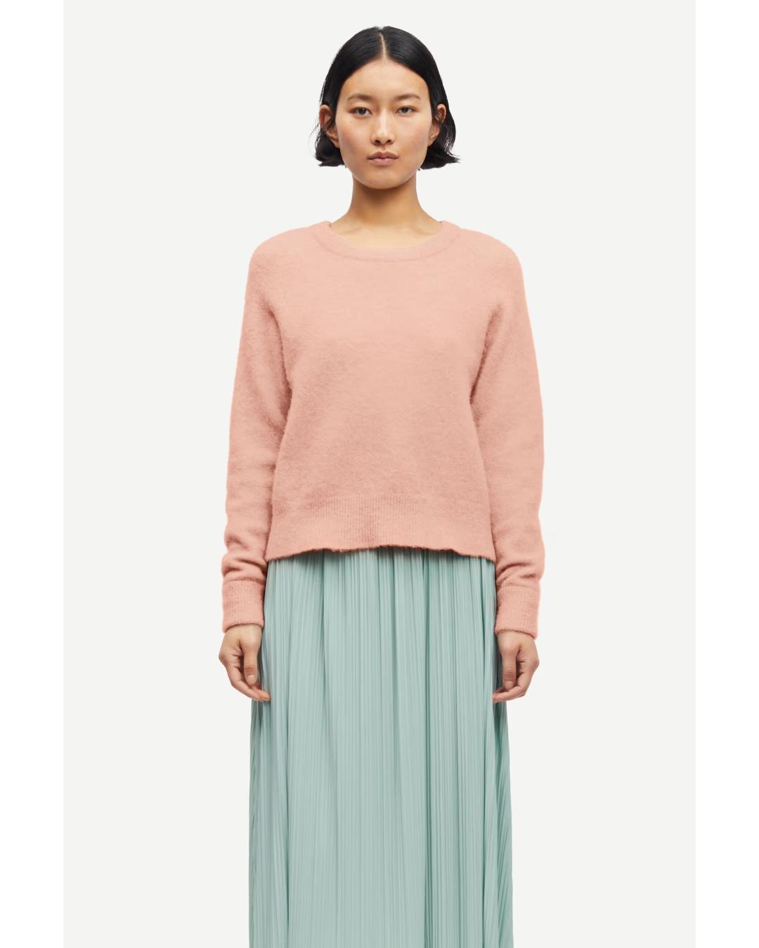 pink crewneck sweater