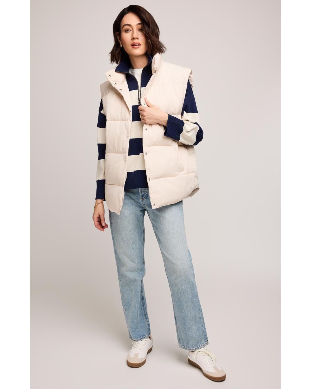 cream puffer vest