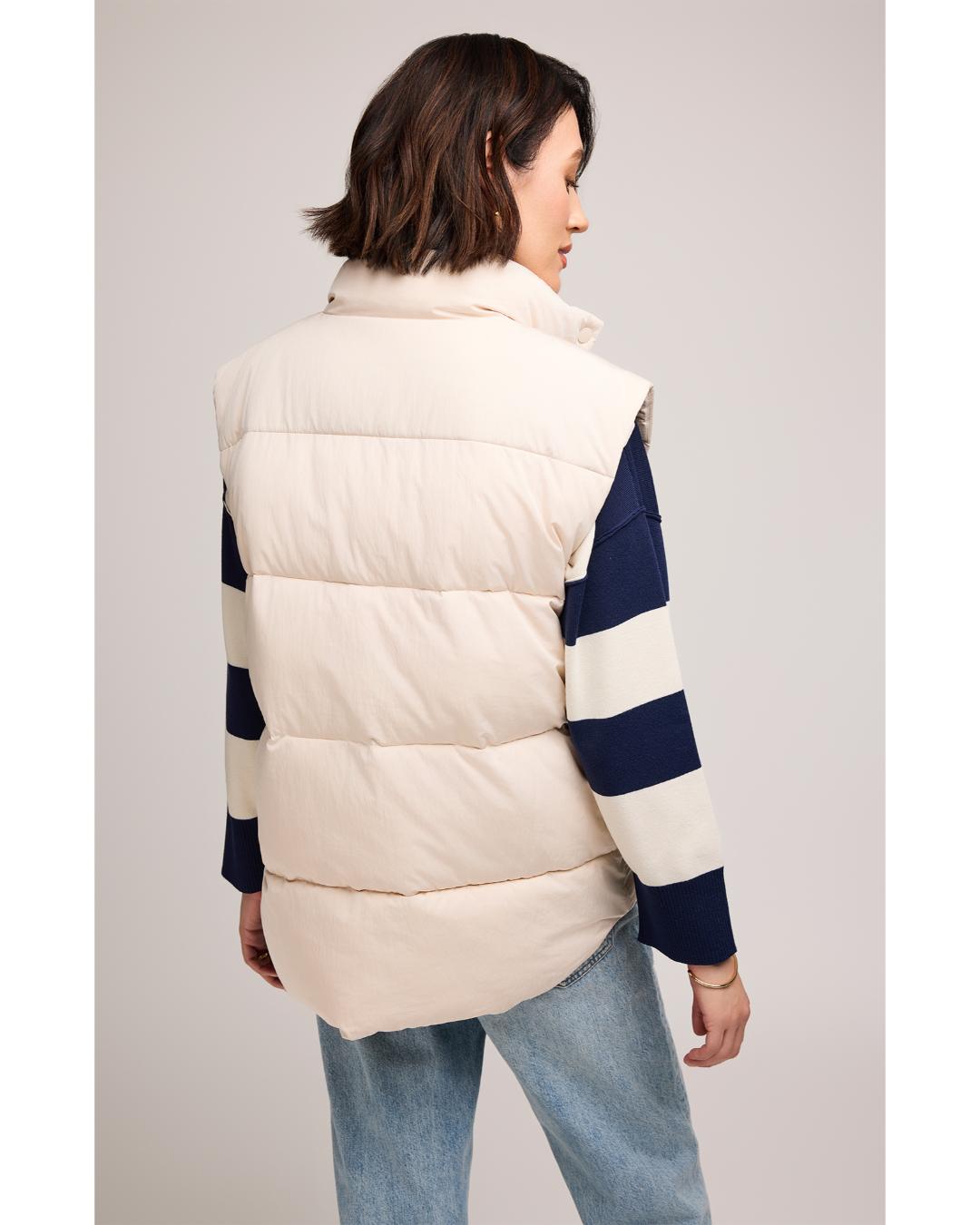 cream puffer vest