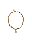 gold bracelet with a pearl charm