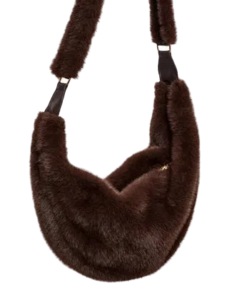 faux fur brown crossbody bag