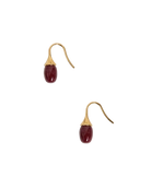 gold drop earring with accent red stone