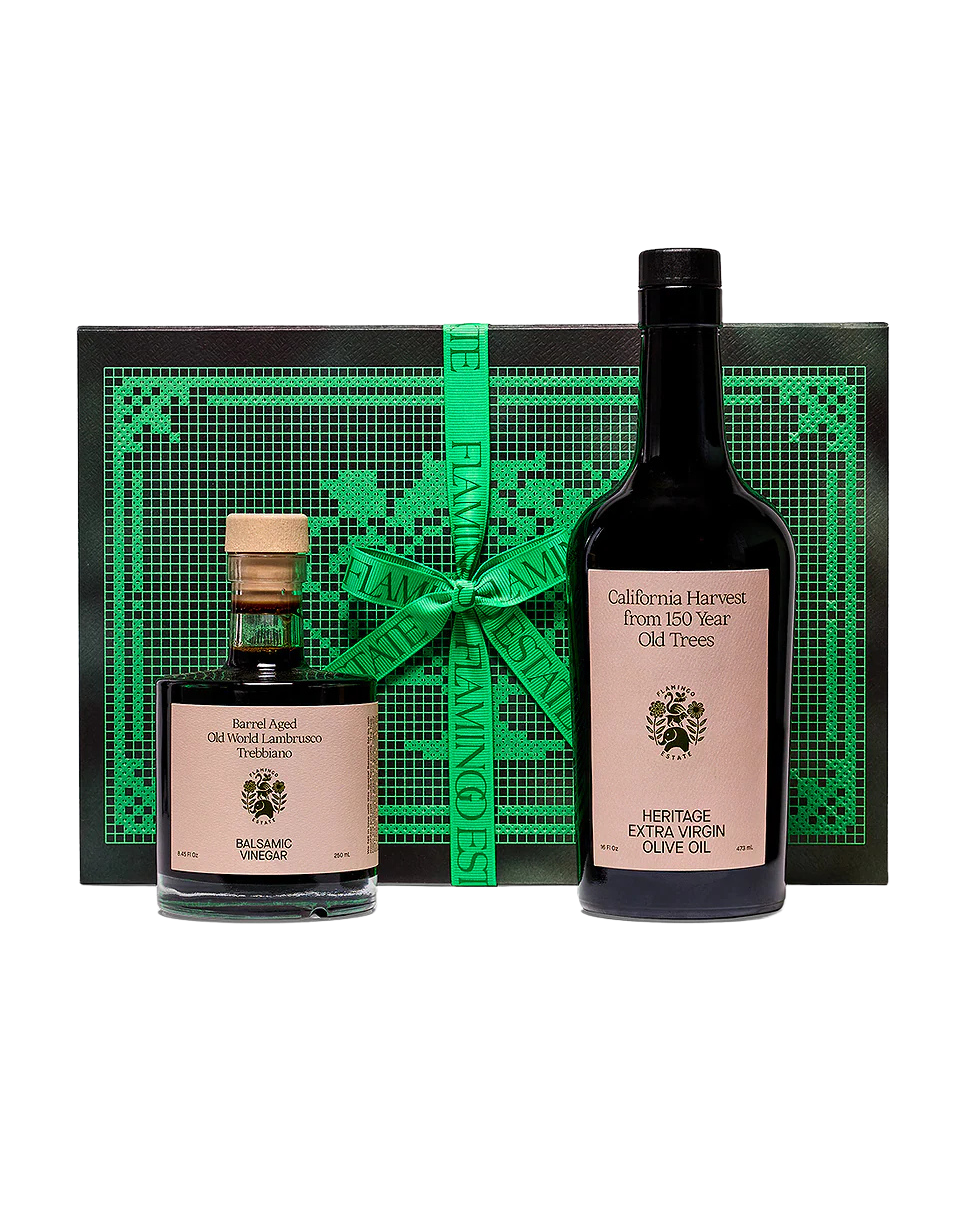 olive oil and balsamic in a gift box