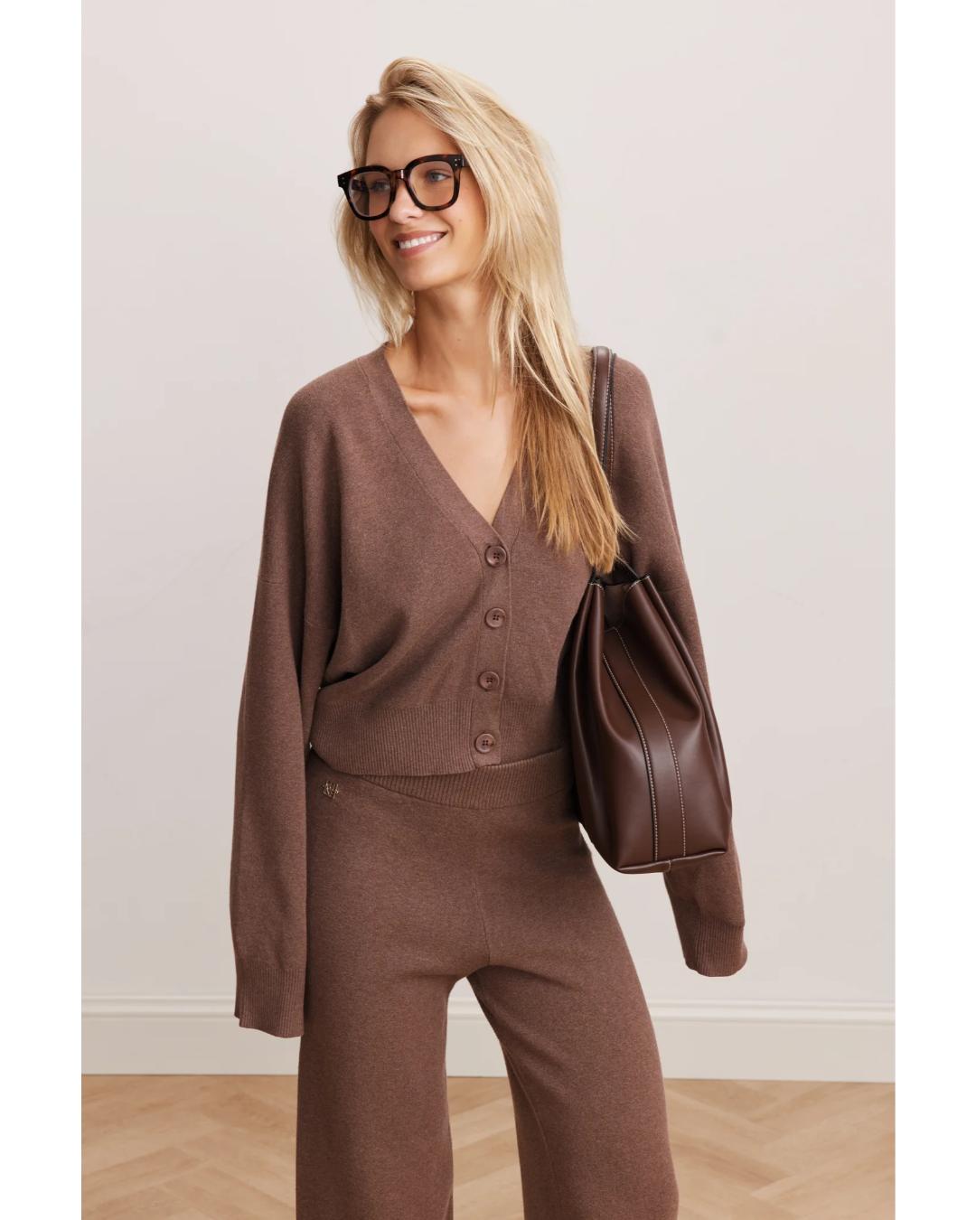 brown wide leg lounge pant