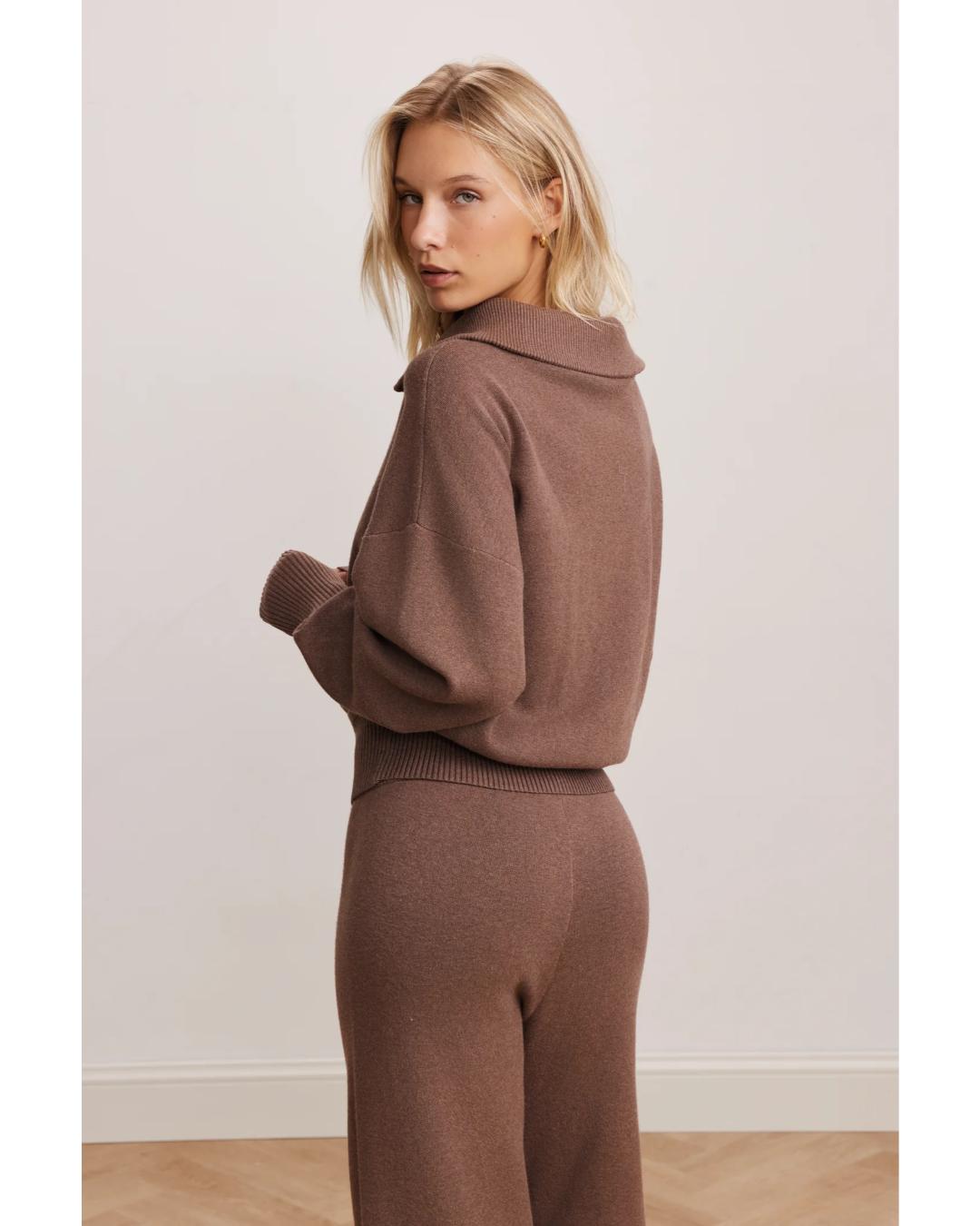 brown wide leg lounge pant