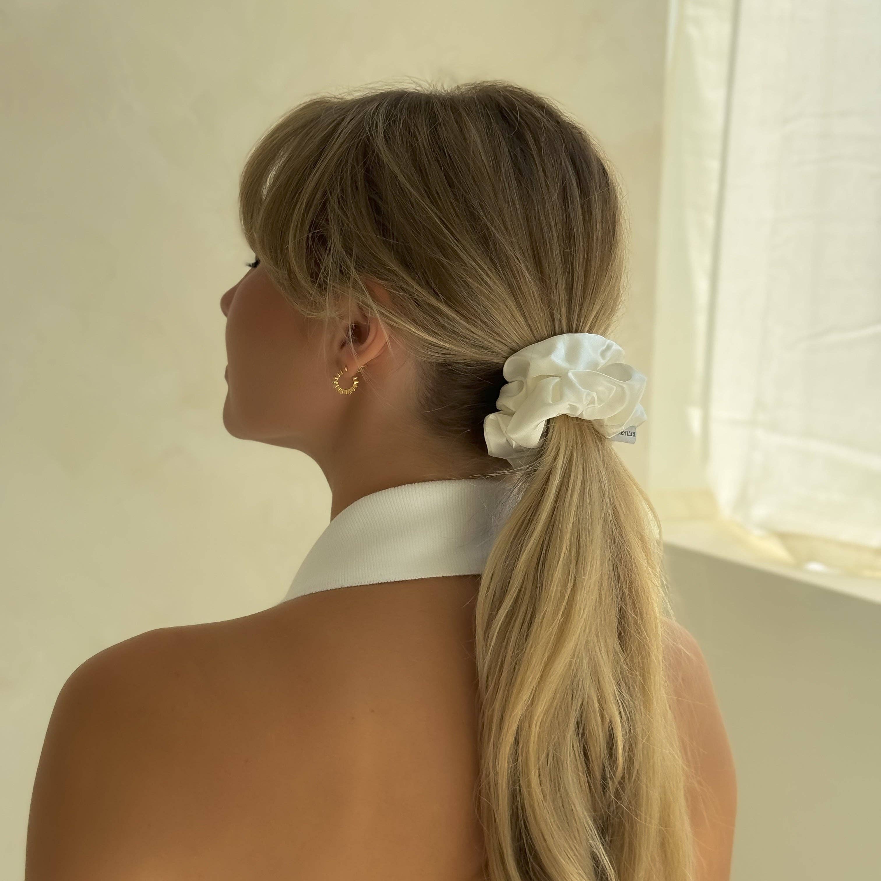 white satin scrunchie