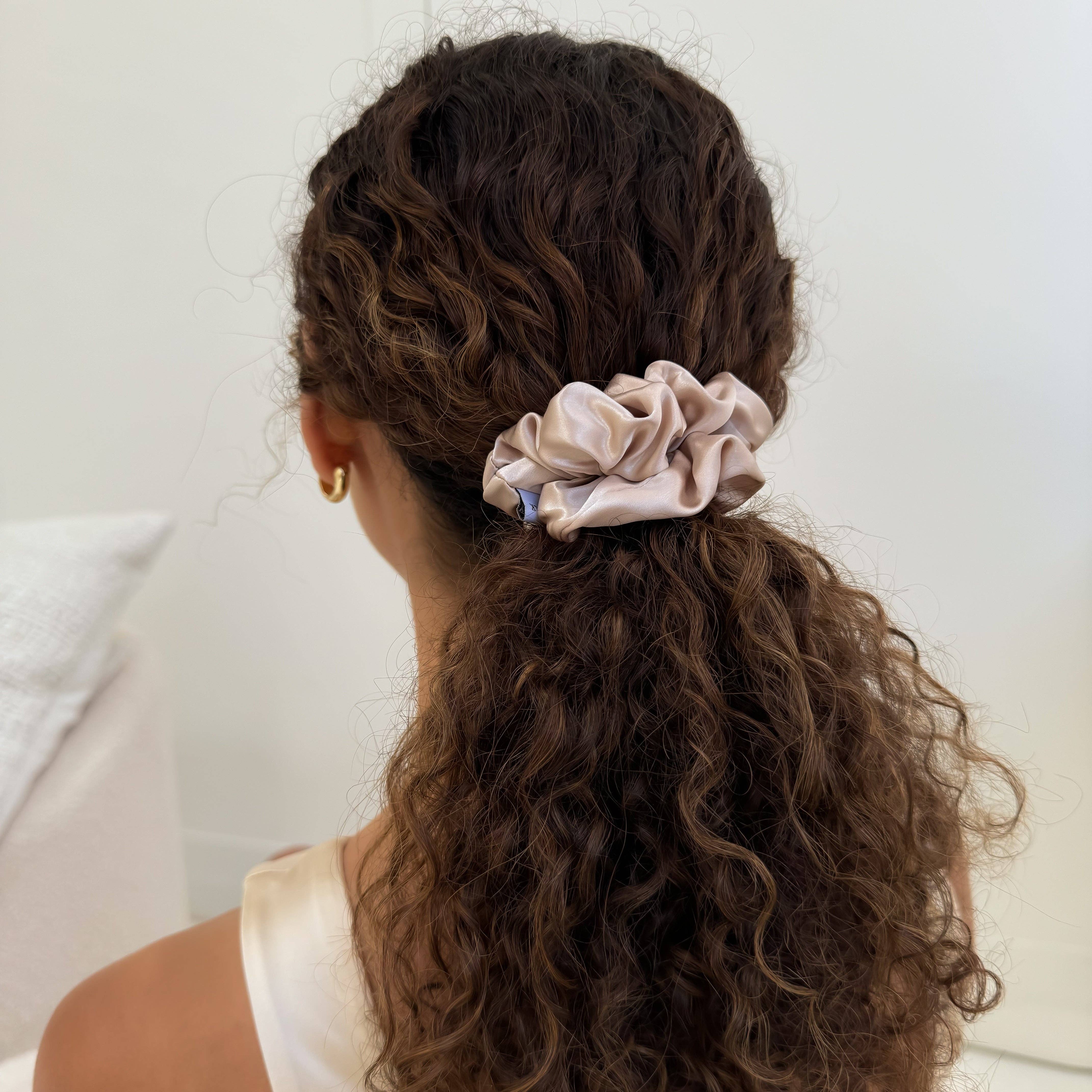 champagne colour satin scrunchie
