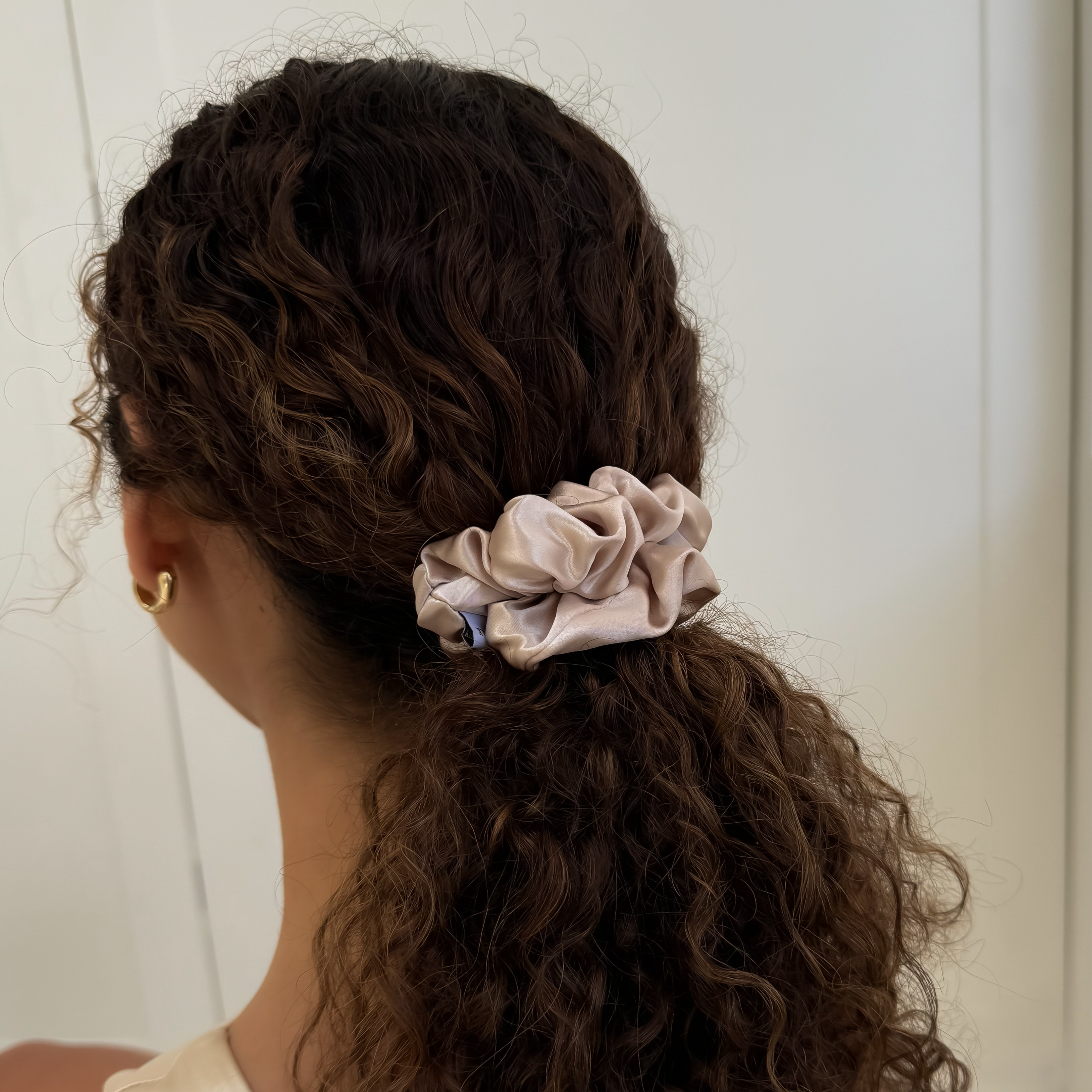 champagne colour satin scrunchie