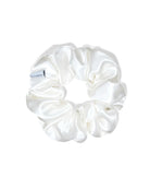 White organic silk hair scrunchie 