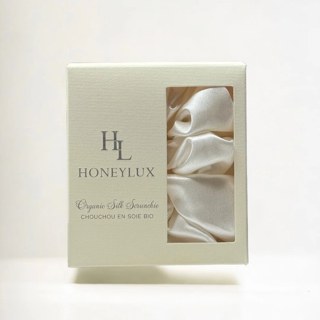 white silk scrunchie