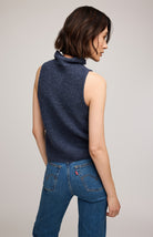 knit sleeveless top in blue