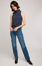 knit sleeveless top in blue