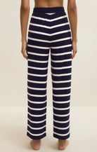 wide leg lounge pant with navy and white stripes