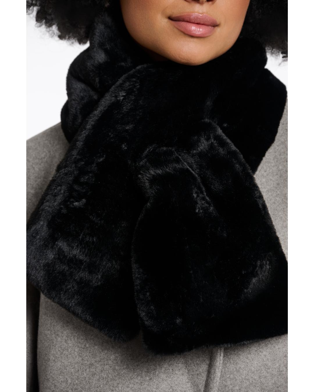 faux fur scarf in black