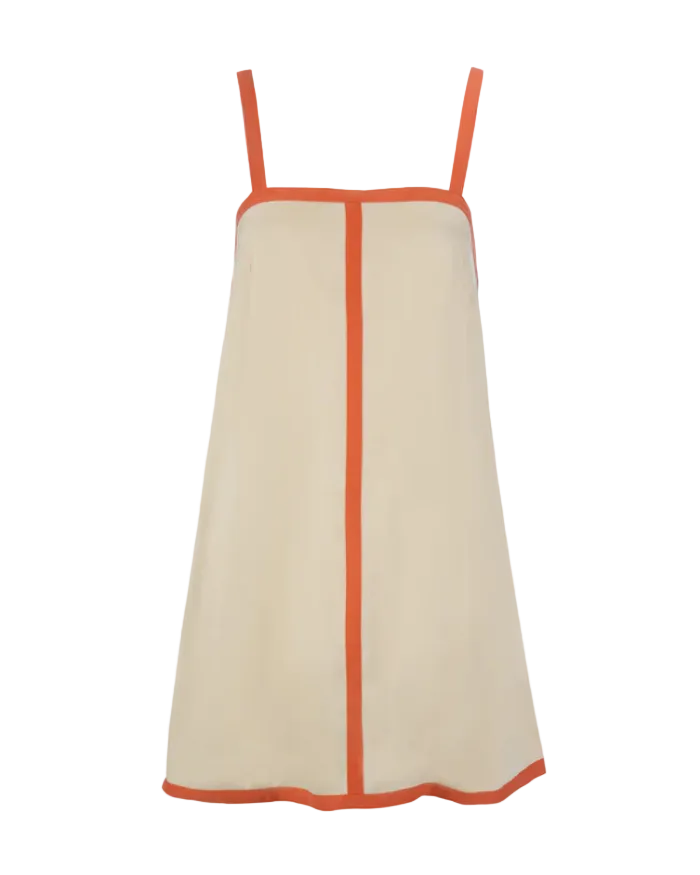 mini cream dress with orange outline