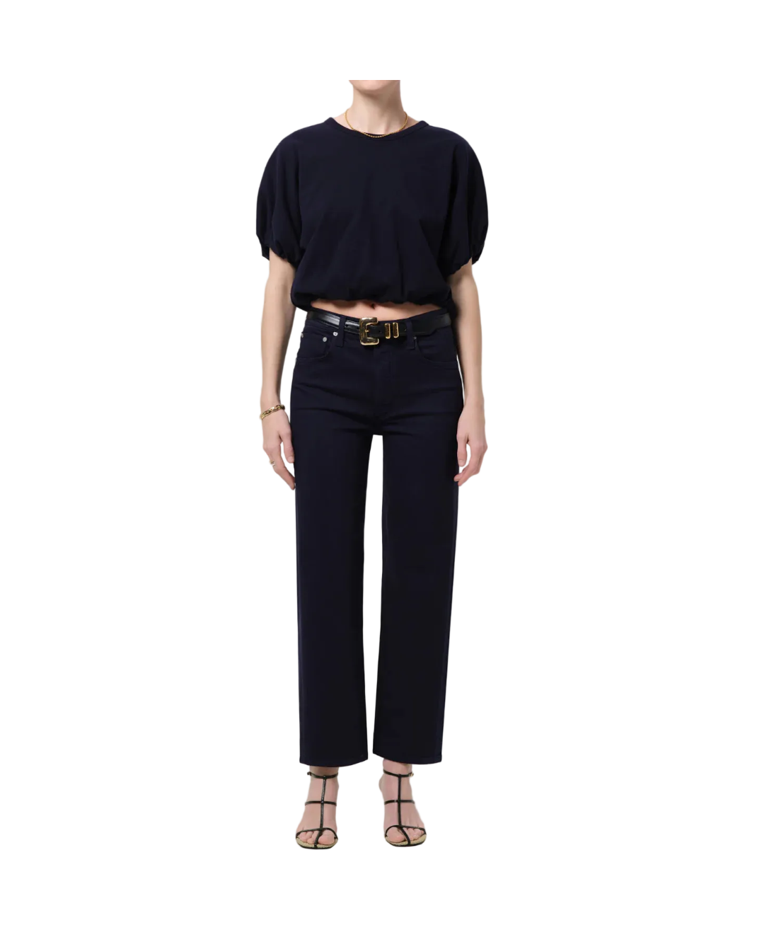 navy denim straight jeans