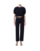 navy denim straight jeans