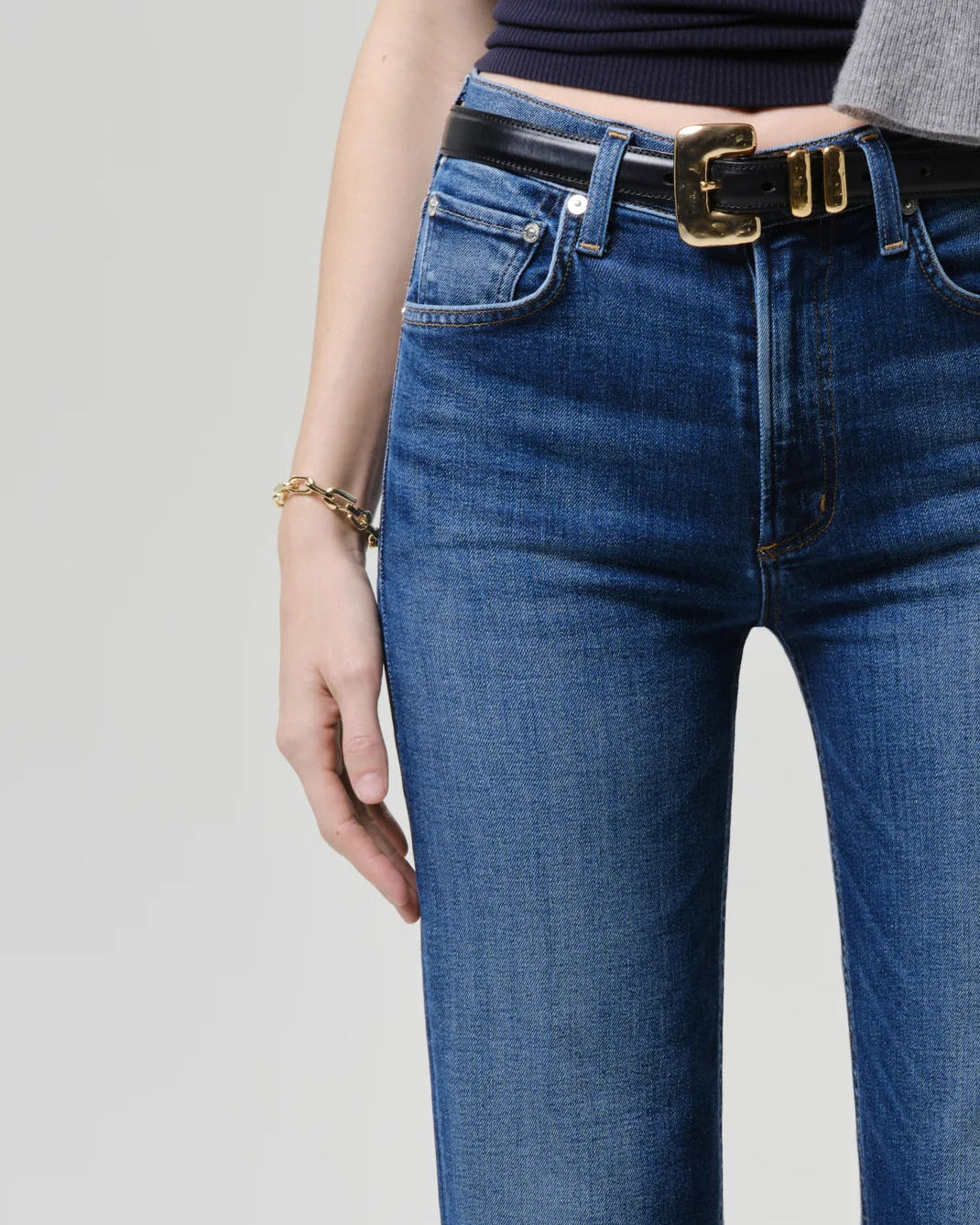 straight leg medium denim pant