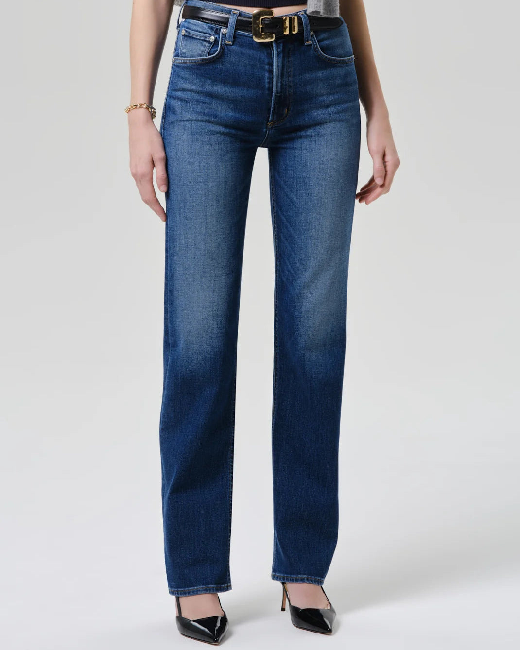 straight leg medium denim pant