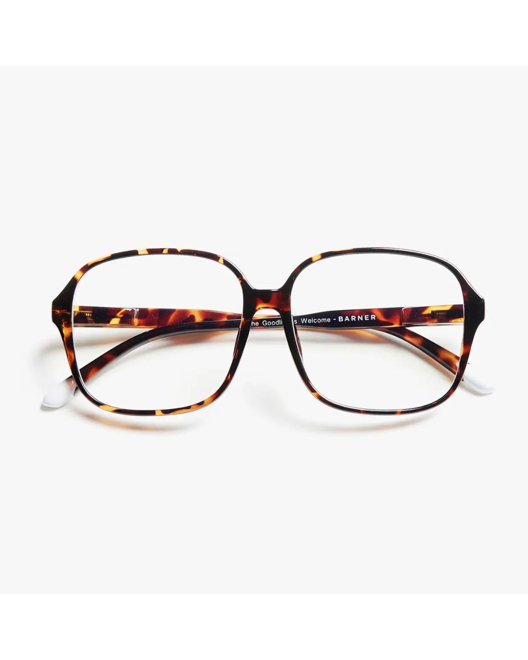eyeglasses with a tortoise frame