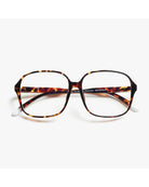 eyeglasses with a tortoise frame