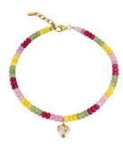 pastel beaded necklace with a heart pendant 