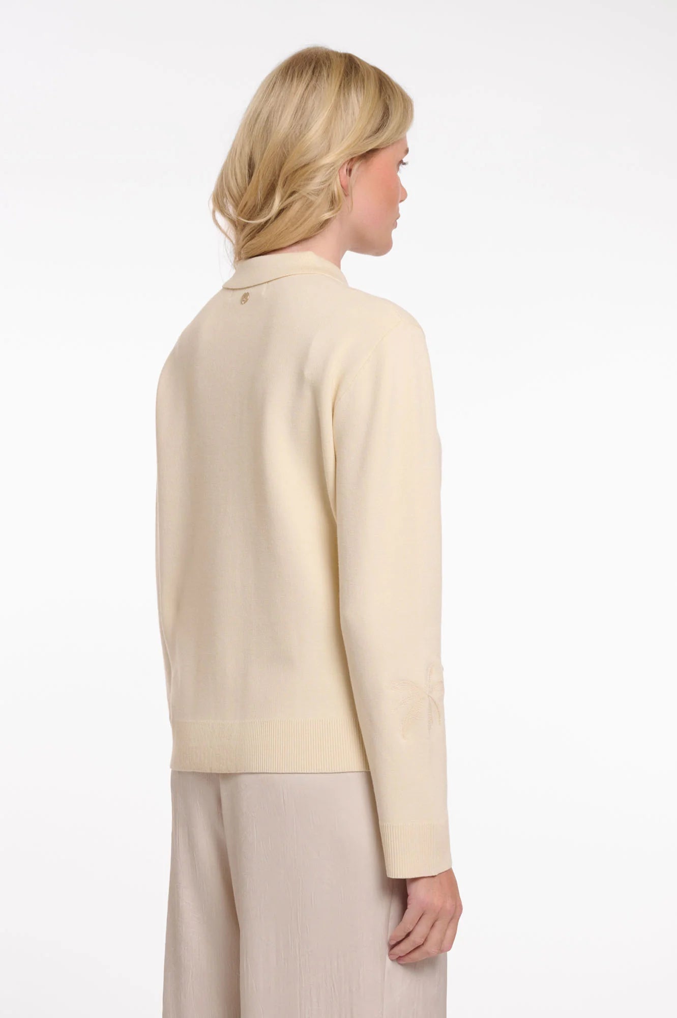 cream cardigan with a collar