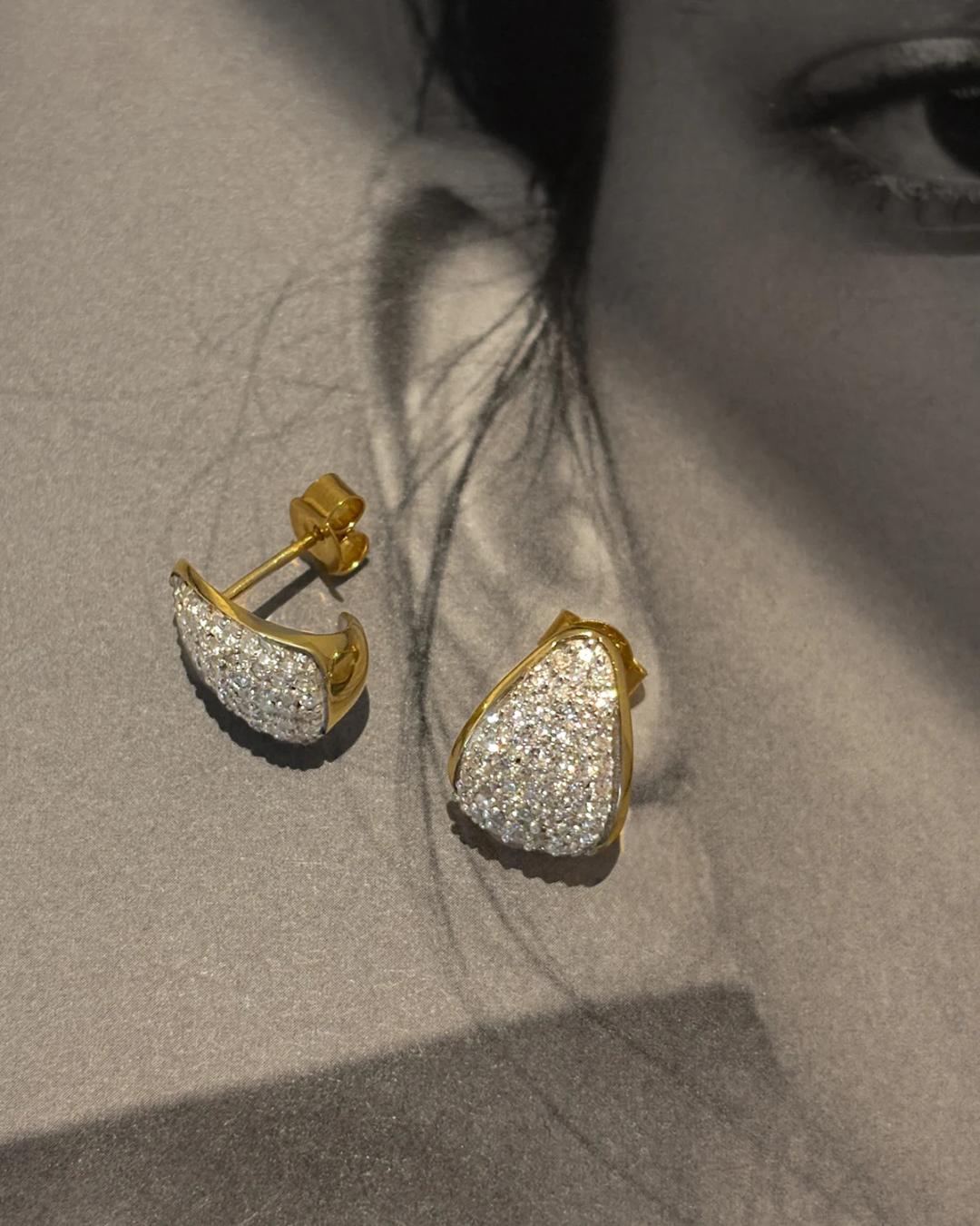 pear shaped gold earrings with diamonds