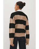 striped rugby sweater in beige and black