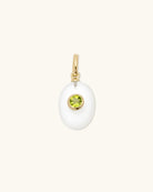 pearl charm with a birthstone in the middle