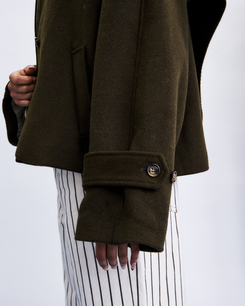 khaki cropped peacoat 