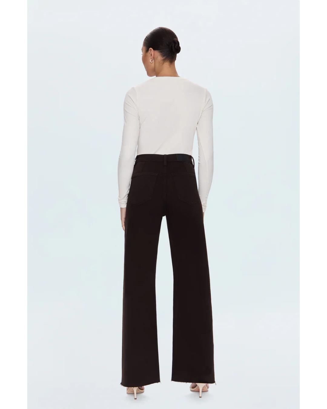 wide leg high rise brown jeans