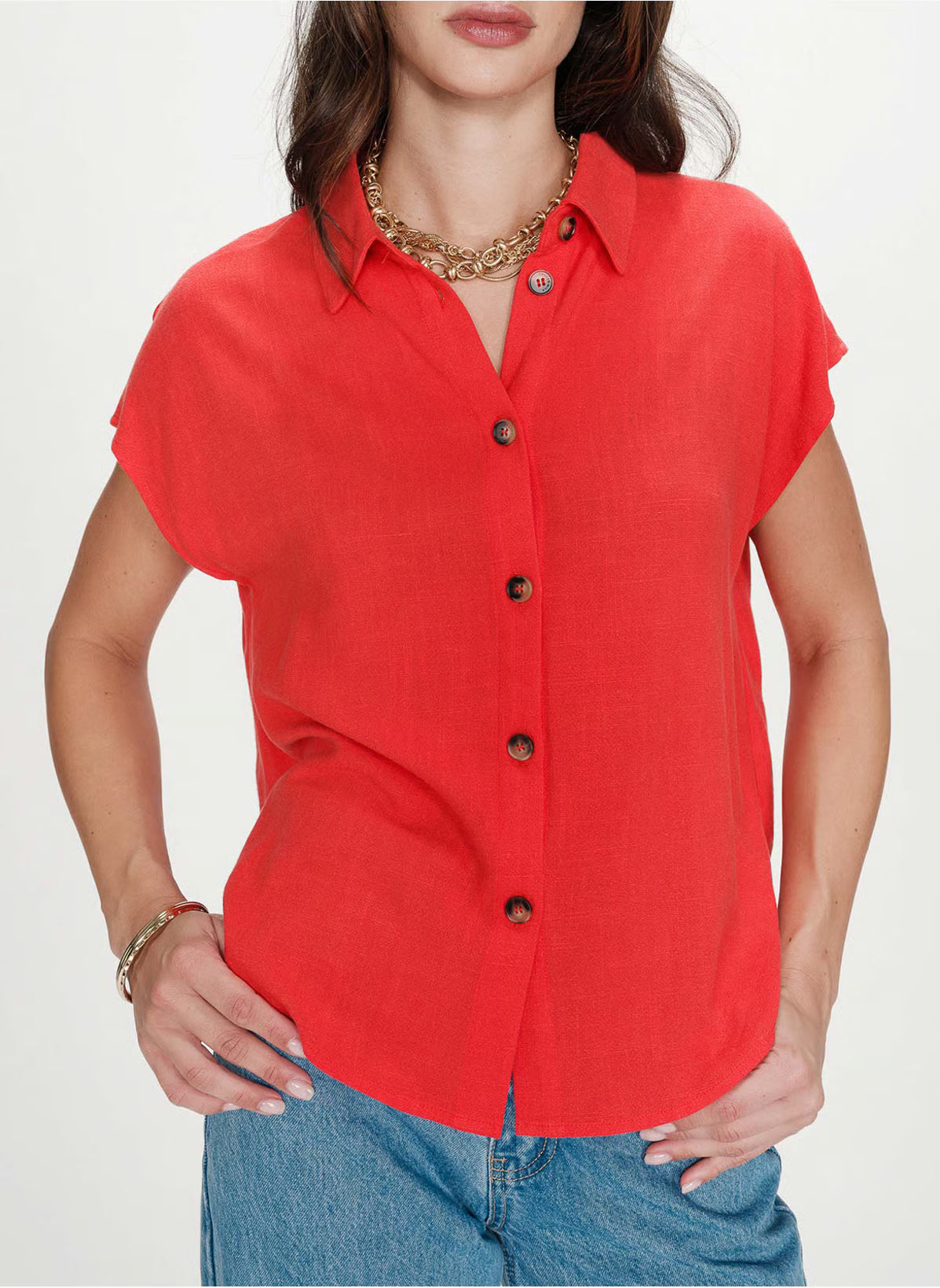 short sleeve red blouse