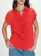 short sleeve red blouse
