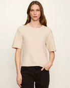 short sleeve knit sweater top in beige