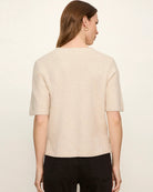short sleeve knit sweater top in beige