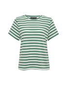short sleeve striped shirt in cream and green