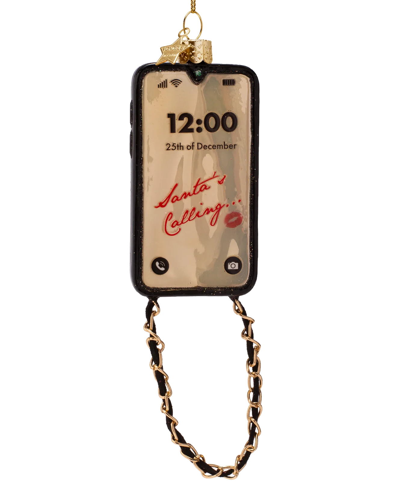 black phone with chain ornament