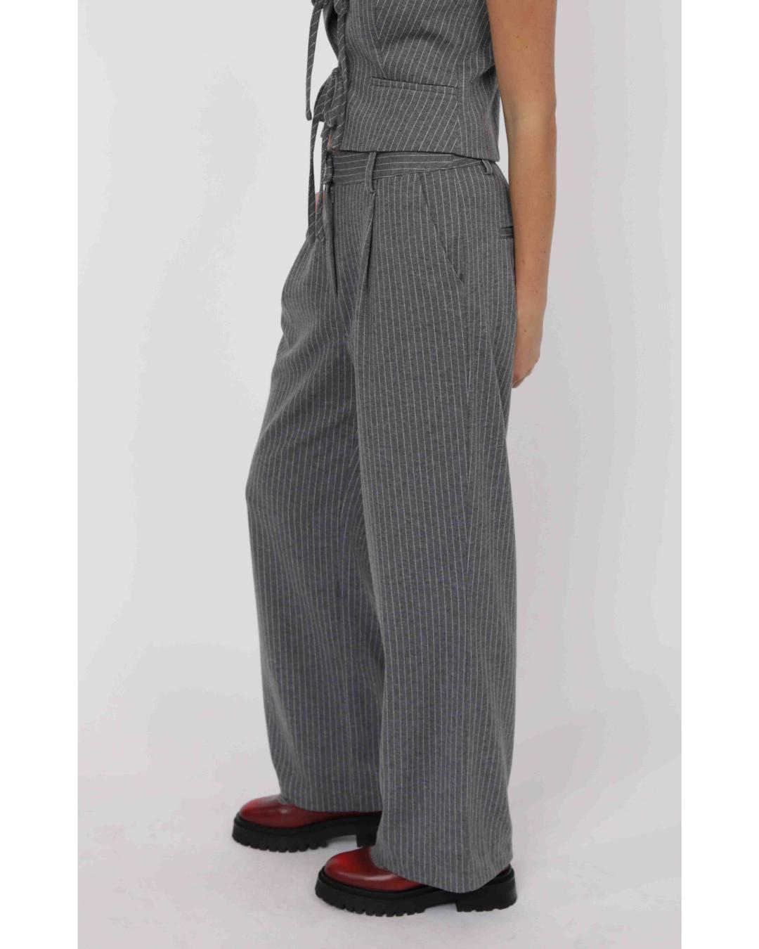 grey pinstripe tailored pant