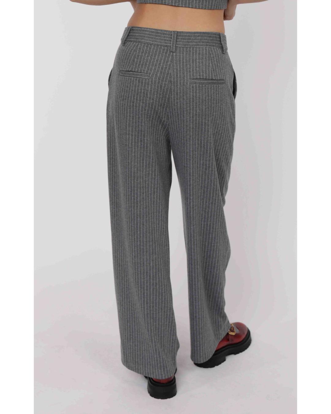 grey pinstripe tailored pant