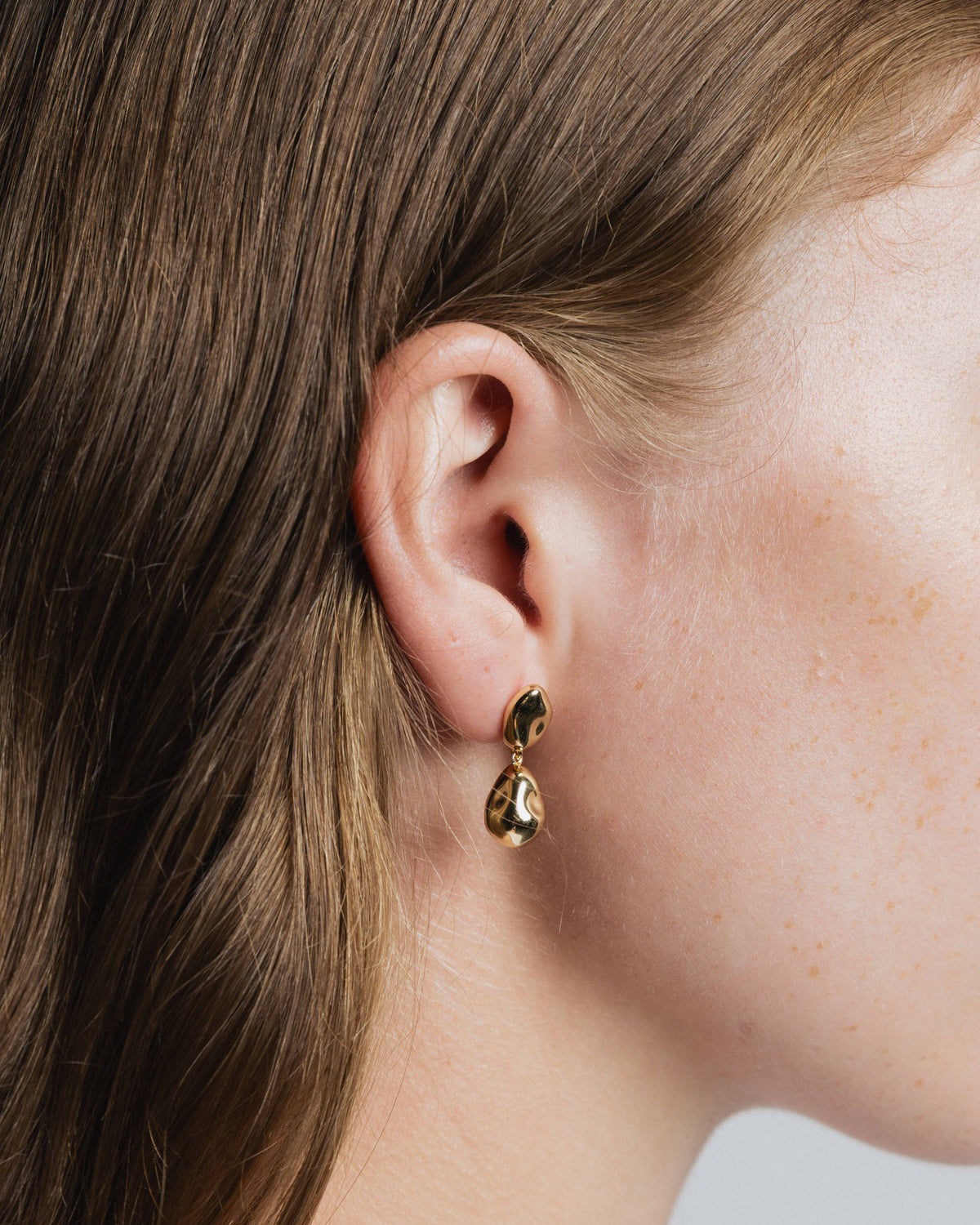 gold bean drop earrings