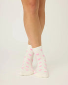 white ankle socks with pink hearts all over