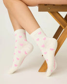 white ankle socks with pink hearts all over