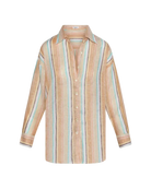 striped blouse in beige, brown and blue