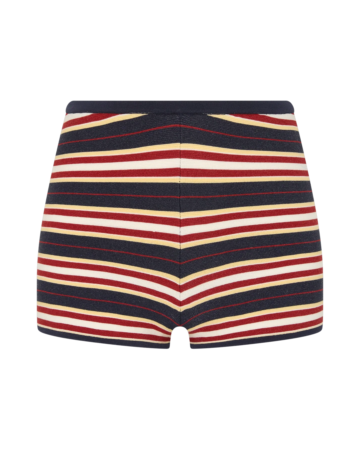 striped mini shorts in red and navy