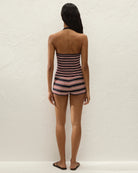 striped mini shorts in red and navy