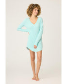 light blue long sleeve night shirt with pointelle details
