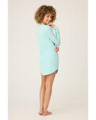 light blue long sleeve night shirt with pointelle details