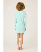 light blue long sleeve night shirt with pointelle details