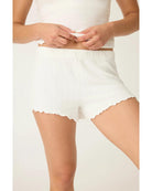pointelle sleep shorts in white